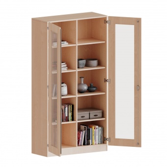 Schrank mit verglasten Türen, 5 OH, Türen mit Glaseinsatz,  abschließbar, B/H/T 100x190x40cm 